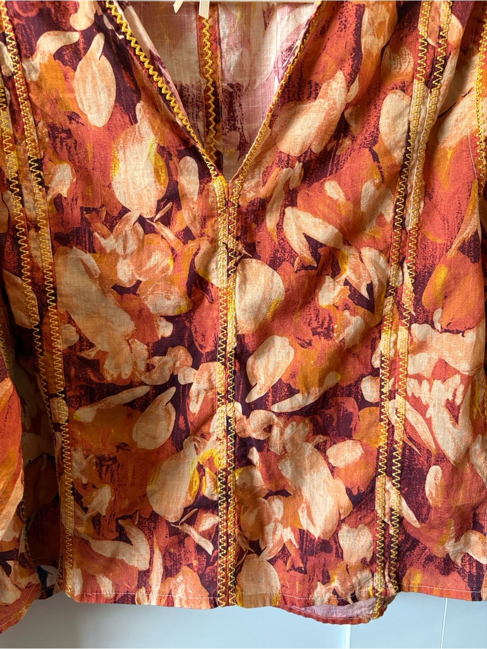 Anthropologie Tassel Stitched Blouse - Picture 5 of 7